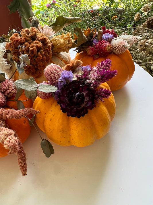 Dried Floral Pumpkin